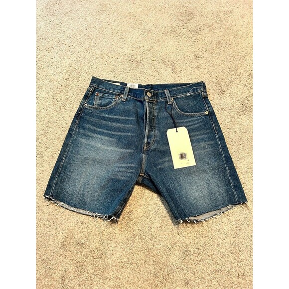 Levi’s 501 Premium Cut Off Denim Medium Blue Stretch Jeans Shorts Women’s 29 - Picture 1 of 9